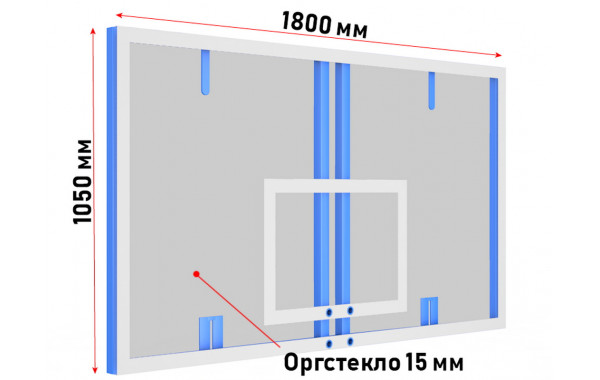 Щит баскетбольный профессиональный Glav из оргстекла толщ. 15 мм 01.201 600_380