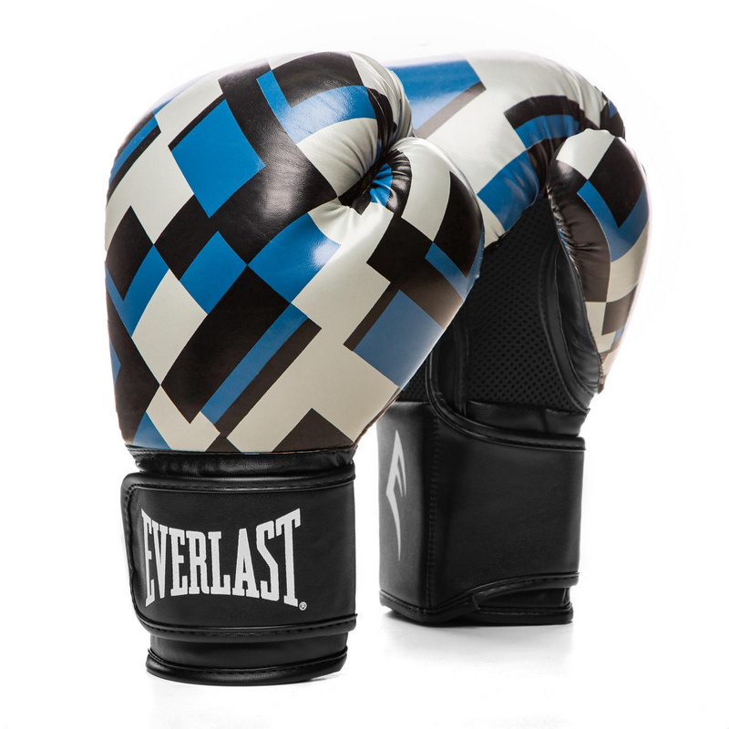 Перчатки тренировочные Everlast Spark 12oz син. клетка 800_800