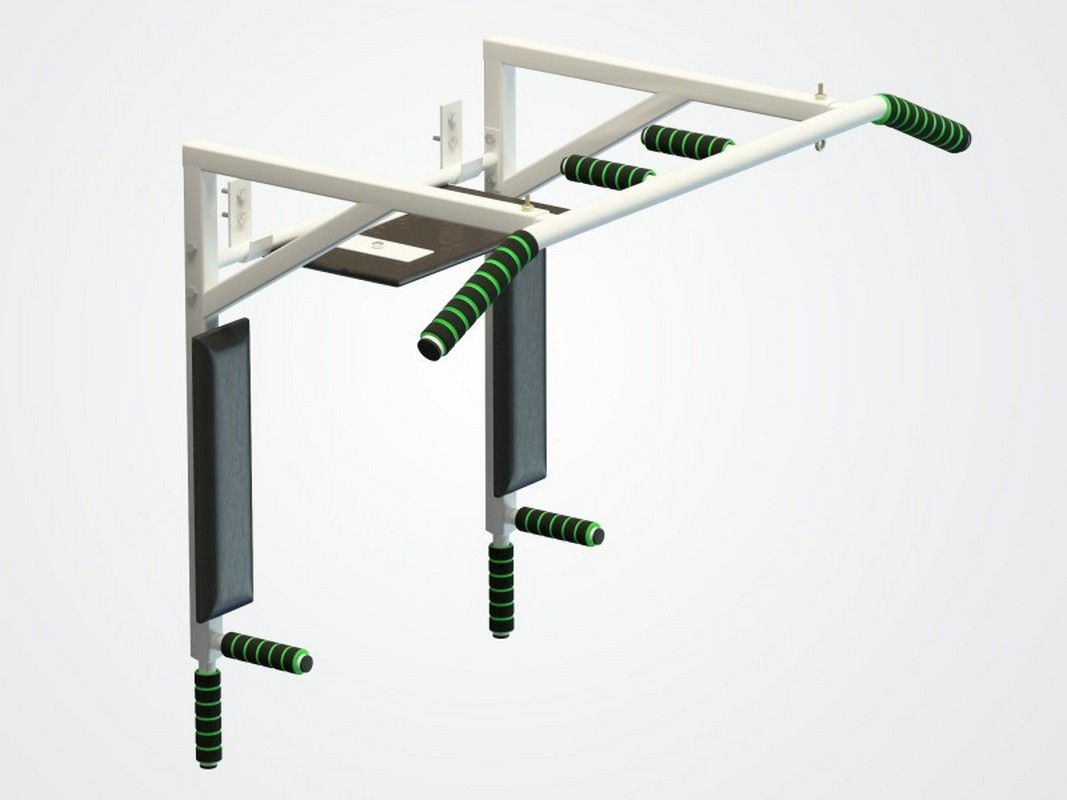 Турник-брусья-пресс настенный Spektr Sport Мангуст+ белый 1067_800