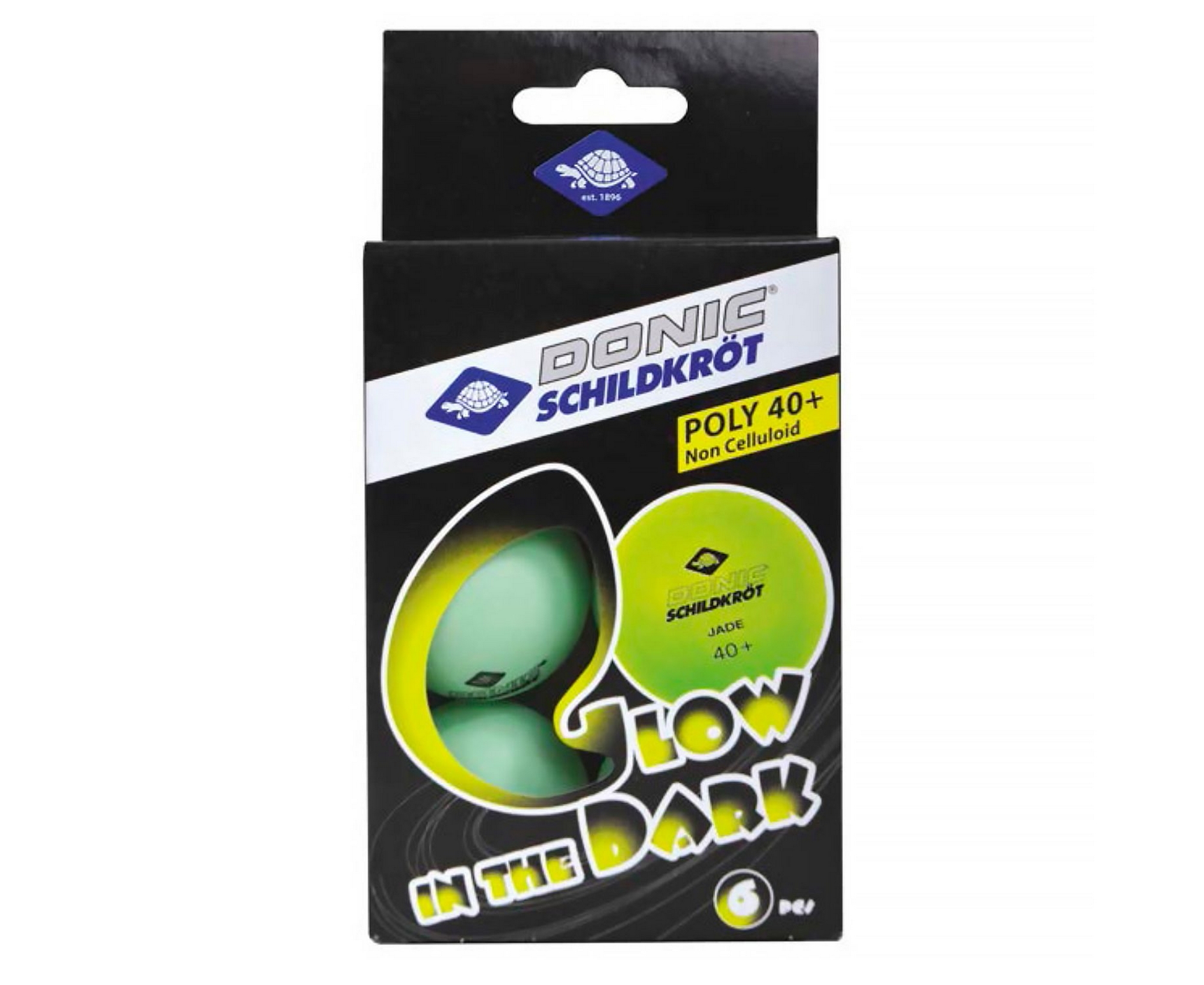 Мячики для н\тенниса 40+ Donic GLOW IN THE DARK 6 штук 608507 зеленый 2000_1636