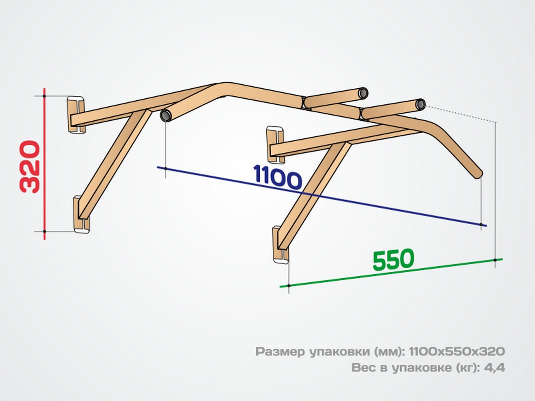 Турник настенный Spektr Sport Фронт, серый 1067_800